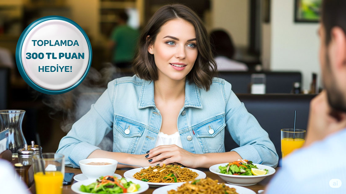Restoran sektöründe her 2.000 TL harcamaya 100 TL,  toplamda 300 TL’ye varan Puan hediye!